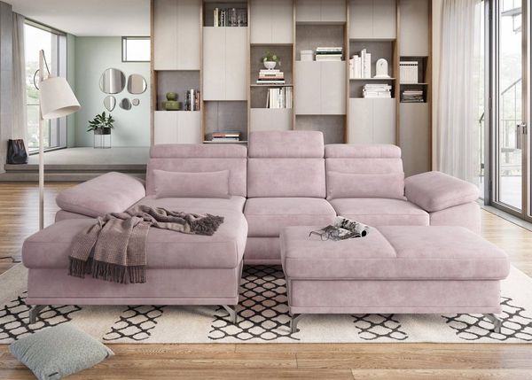 sit&more Ecksofa Cabrio L-Form, B: 295 cm, mit Sitztiefen-, Arm- & Kopfteilverstellung, 2 Nierenkissen, Federkern, optional Bettfunktion und Stauraum