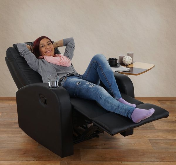 MCW Relaxsessel Br?ssel, Sitz- oder Liegeposition möglich, Inkl. Becherhalter, Dicke Polsterung