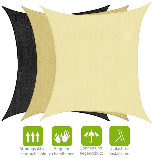 Sonnenschutzsegel Sonnensegel Sonnendach Windschutz Regenschutz Schattensegel Sonnenschutz Balkon Beschattung UV Schutz - Quadrat - 3,6x3,6 m - Sand