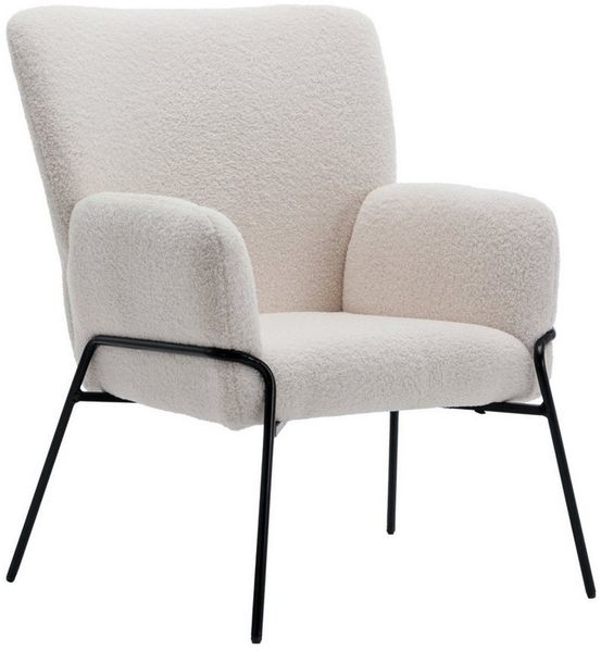 SVITA Loungesessel FREIA, Loungestuhl, Metallbeine, Teddyboucle, Weiß