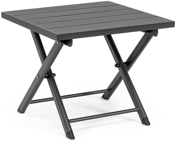 Gartenbeistelltisch Orltay aus Aluminium, modern, dunkelgrau, klappbar und wetterfest