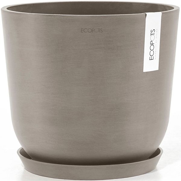 ECOPOTS Blumentopf Oslo 25 + Wassersystem Taupe, für innen und außen: frostsicher, bruchsicher und lichtbeständig