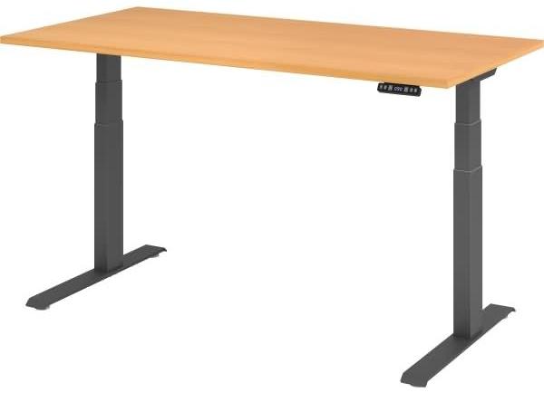 Sitz-Steh-Schreibtisch elektrisch 160x80 cm Buche/Silber