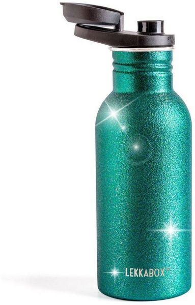 LEKKABOX Trinkflasche Edelstahl Glitzer Trinkflasche, 500ml - Kinder Sport Edelstahlflasche, Elegant schimmernd, leicht, auslaufsicher – für jeden Tag