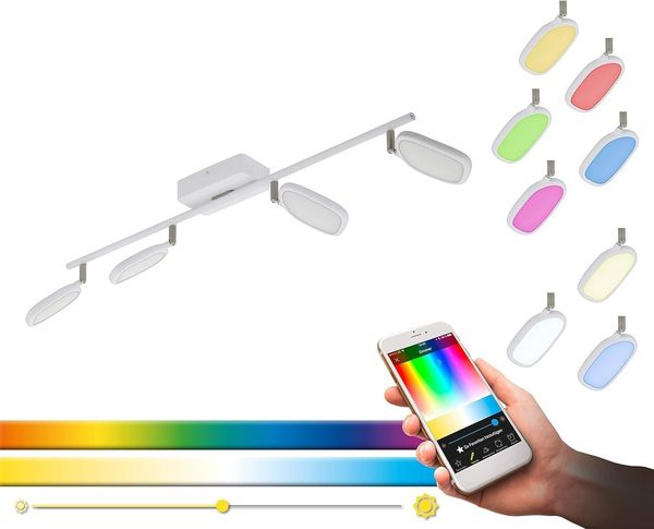 RGB LED Deckenstrahler, weiß, Spots beweglich, App Steuerung