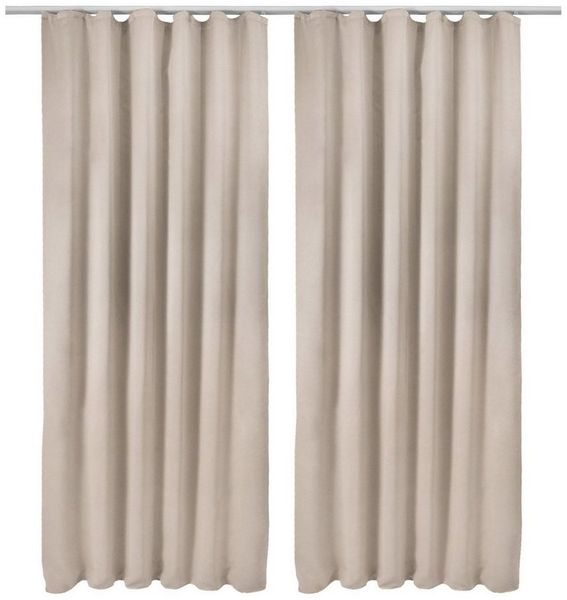 Beautissu Vorhang 2er Set Blackout Vorhang Blickdicht Creme Amelie BK, 140x245cm, Kräuselband Gardine Set mit Universalband für Lange Fenster