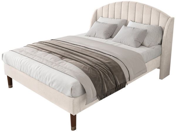 BlingBin Polsterbett Jugendbett Bettgestell Doppelbett mit Lattenrost und Kopfteil (1er Set, 1-tlg, 160*200cm, Ohne Matratze, Max Belastbarkeit: 300KG), Holzlattenunterstützung für Erwachsene & Jugendliche, Samt, Beige