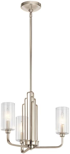 Elstead Lighting Kimrose Kronleuchter 3-Light Nickel poliert Klarglas E14