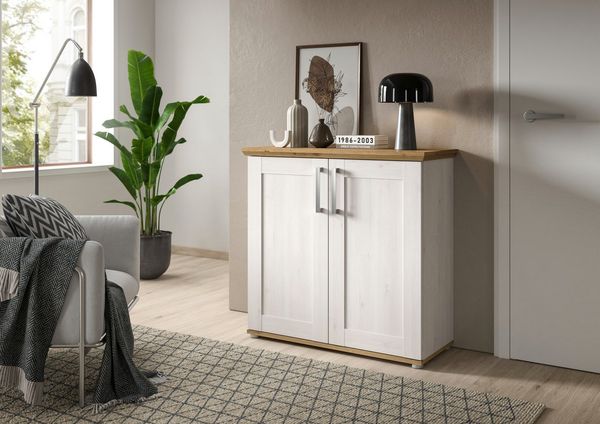 Home affaire Kommode Cosenza, Breite 95 cm, 2 Türen, 2 Einlegeböden, 3 Fächer, 2-farbig, in Landhausoptik, Anrichte, Schrank, Sideboard