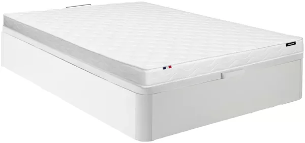Vente-unique - ZEUS Mattress and bed base set Holz, PlatteStoffStoff Weiß - B 140 cm x H 30 cm15 cm x L 190 cm