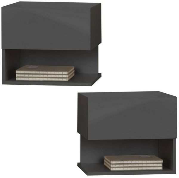 BMG Möbel Nachtschrank Faro 2 (Nachtkonsole) grifflose Schublade, wandhängend, links rechts montierbar