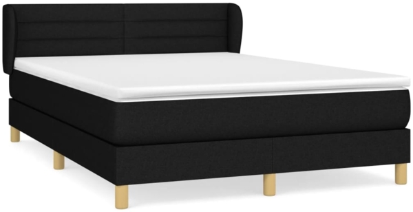 Doppelbett, Polsterbett mit Matratze Hellgrau 140x190 cm Stoff Schwarz 140x200 cm