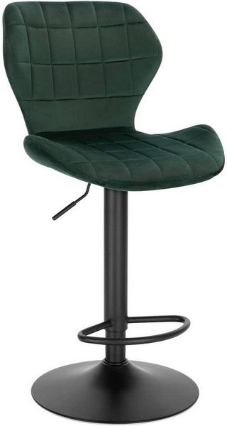 WOLTU Barhocker 1er Set höhenverstellbarer Hocker 60-82 cm 360° Drehstuhl mit Rückenlehne Fußstütze Barstuhl aus Samt Metall Stehhocker Dunkelgrün BH324dgn-1