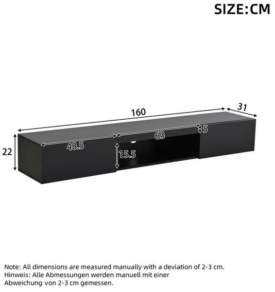 STILVORA Lowboard mit LED,Wandmontierter TV-Schrank Fernsehschrank mit Hochglanz (TV-Schrank hochglanz, TV-Board, 1 St, Breite:160cm), mit LED-Beleuchtung, Bluetooth-APP-Steuerung Bild 4