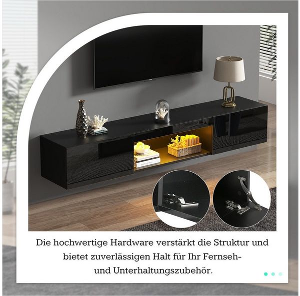 STILVORA Lowboard mit LED,Wandmontierter TV-Schrank Fernsehschrank mit Hochglanz (TV-Schrank hochglanz, TV-Board, 1 St, Breite:160cm), mit LED-Beleuchtung, Bluetooth-APP-Steuerung Bild 3
