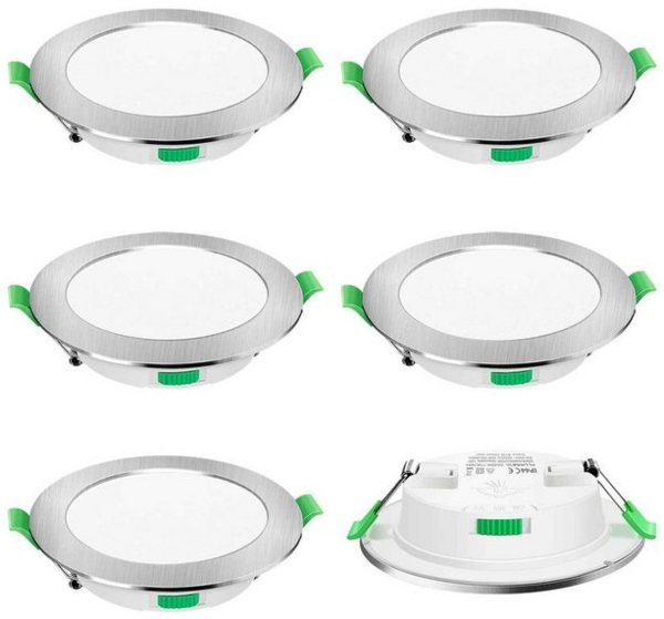 ALUSSO LED Einbaustrahler 6er-Set, Decken Leuchte, Flach Strahler für Bad, Wohnzimmer, 230V, 10W, 125-135 mm, Rund, Nickel Bild 4