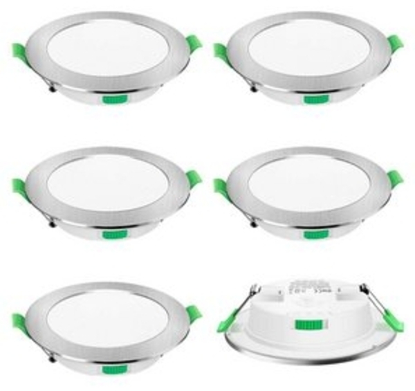 ALUSSO LED Einbaustrahler 6er-Set, Decken Leuchte, Flach Strahler für Bad, Wohnzimmer, 230V, 10W, 125-135 mm, Rund, Nickel Bild 6