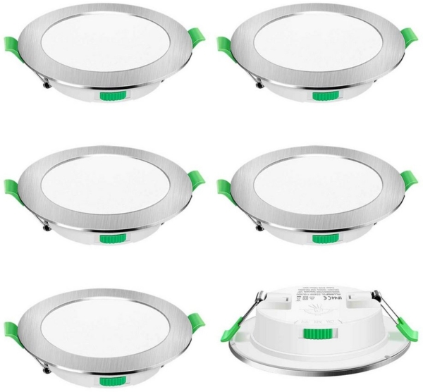 ALUSSO LED Einbaustrahler 6er-Set, Decken Leuchte, Flach Strahler für Bad, Wohnzimmer, 230V, 10W, 125-135 mm, Rund, Nickel Bild 5