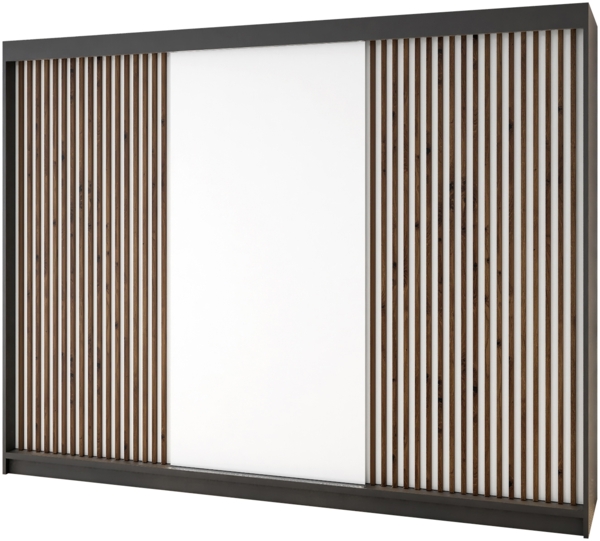 A&J MöbelLand Schwebetürenschrank IOSA 200 cm mit 4 Schubladen, und 3D Lamellen