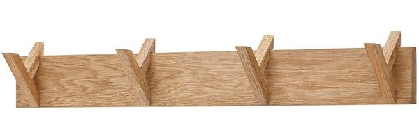 Garderobenleiste >BANTRY< 4 Haken, in Eiche, Massivholz - 80x13x12cm (BxHxT)