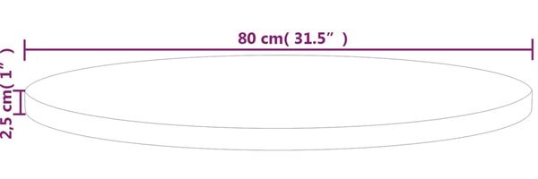 vidaXL Runde Tischplatte Ø80x2,5 cm Unbehandeltes Massivholz Eiche 342905 Bild 4