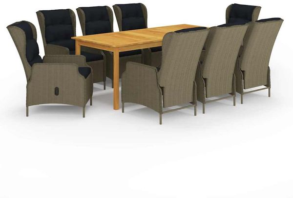 vidaXL 9-tlg. Garten-Essgruppe Braun 3067937