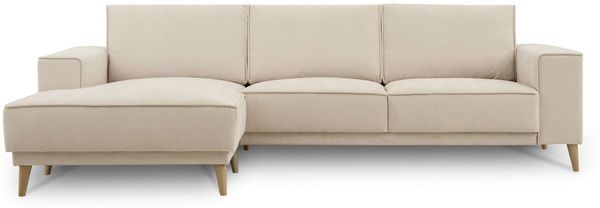 OTTO home Ecksofa Oland Skandi, weicher Chenille-Stoff, L-Form, 280 cm, Wellenunterfederung, Skandi-Design, Massivholzfüße