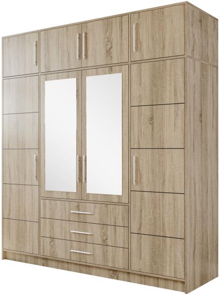 Kleiderschrank Bado 4D, Farbe: Sonoma Eiche