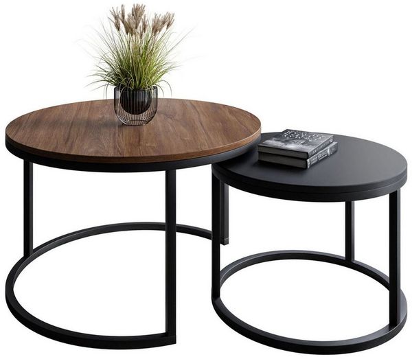 Lookway Couchtisch CIRI MIX 2in1 Runder Tisch (2er Set), Durchmesser: ⌀70 cm und ⌀50 cm