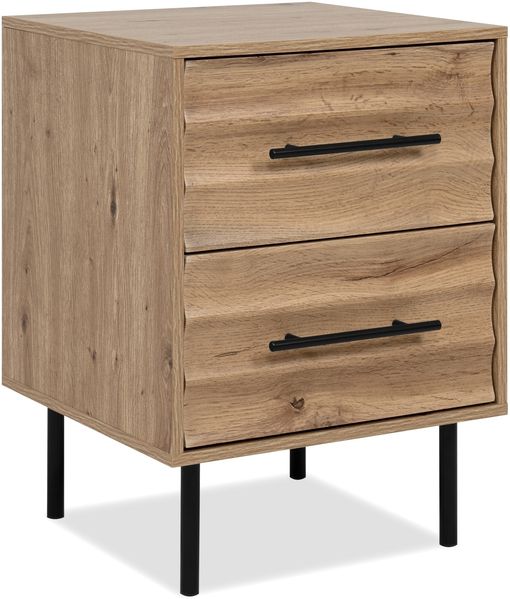 Nachtkonsole >Falun< in Artisan/Eiche 3D-Fronten in Wellenoptik - 40x55x39cm (BxHxT)
