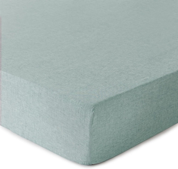 Urbanara Spannbettlaken Bettlaken Tolosa 90 x 200 cm Helles Grüngrau, Leinen, Gummizug: Ja, (1 Stück), Betttuch aus Halbleinen, Chambray-Stoff, Atmungsaktiv & Langlebig