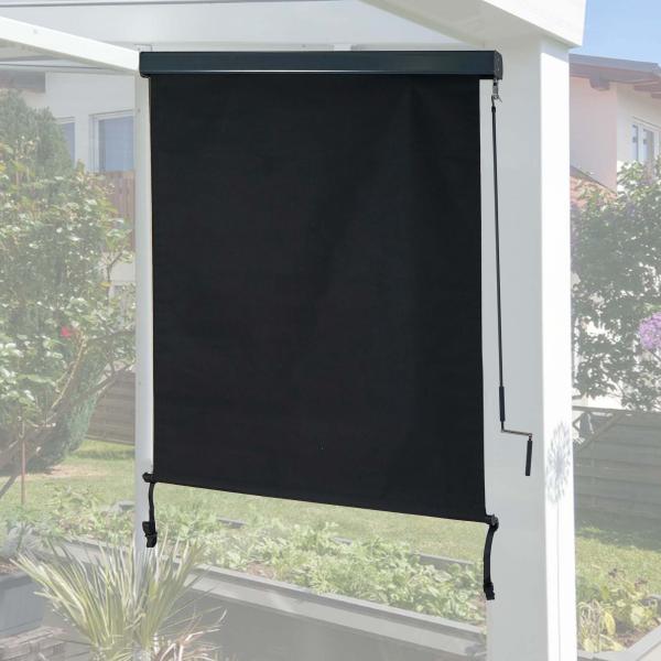 Vertikalmarkise HWC-F42, Senkrechtmarkise Sichtschutz Außenrollo Rollo, UV-Schutz 50 Stoff ~ 250x140cm, schwarz