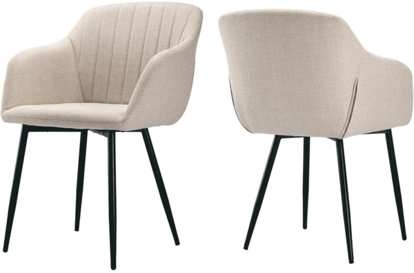 2er Set Gepolsterte Esszimmerstühle Samt Armlehne Metallbeine Hellgrau