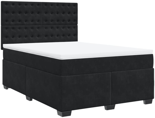 vidaXL Boxspringbett mit Matratze Schwarz 160x200 cm Samt 3290968