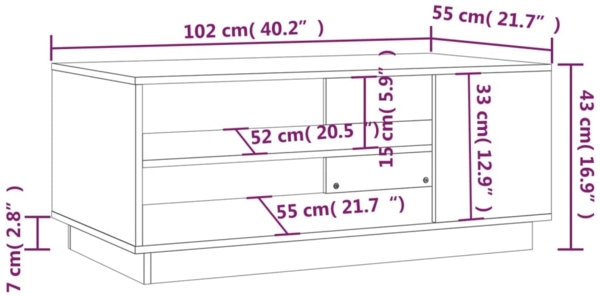 vidaXL Couchtisch Räuchereiche 102x55x43 cm Holzwerkstoff 813083 Bild 6