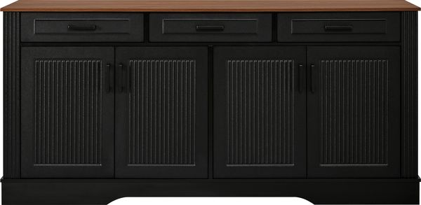 Merax Wohnzimmerschrank, Sideboard, 3D-vertikale Streifen, 3 Schubladen, 4Türen, Korpus aus MDF, Schwarz Bild 7