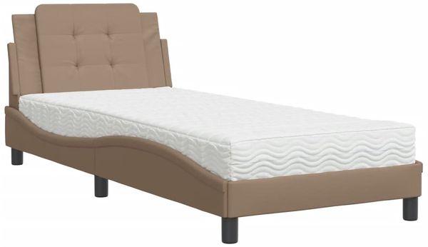 Einzelbettgestell Design für Erwachsene ohne Matratze Cappuccino-Braun 80x200 cm Kunstleder d4235e