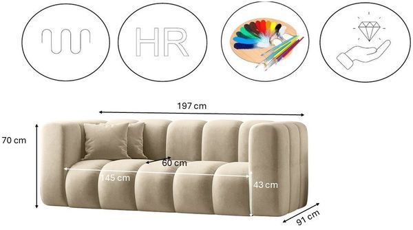 Kaiser Möbel Sofa Couch, Zweisitzer-Sofa Grand Modular Stoff Haga und Salvador, Bequem, modular, viele Farben Bild 2