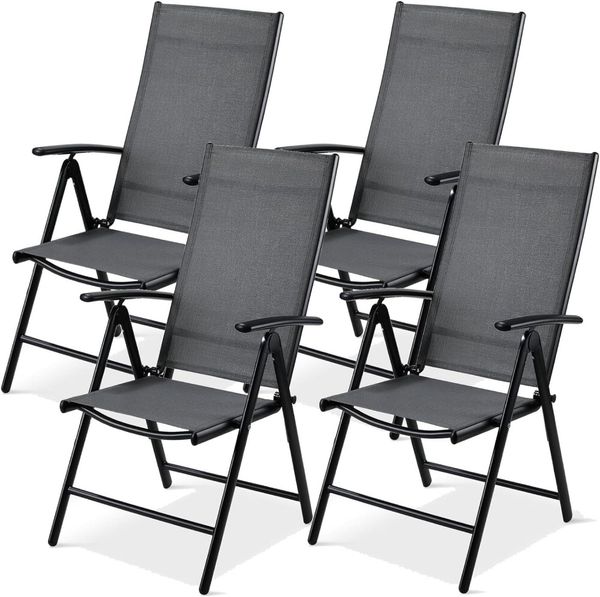 TLGREEN Gartenstuhl Hochlehner, 2/4er Set Balkonstuhl,Klappstuhl,Campingstühle (4 St), klappbar, 7-Fach verstellbare, wetterfest, aus Aluminium, Bis 120kg