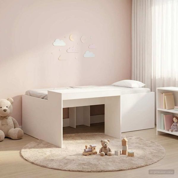 vidaXL Hochbett mit Schreibtisch für Kinder Weiß 98,5 x 200 cm 3422659