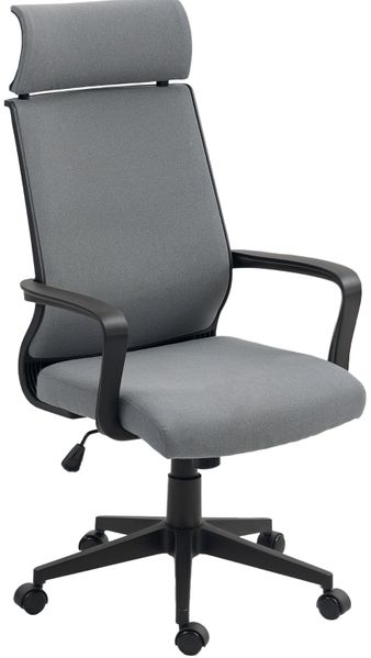 Bürostuhl 60,5 x 69 x 109-117 cm in Dark Gray mit hoher Rückenlehne, Wippfunktion und Rollen