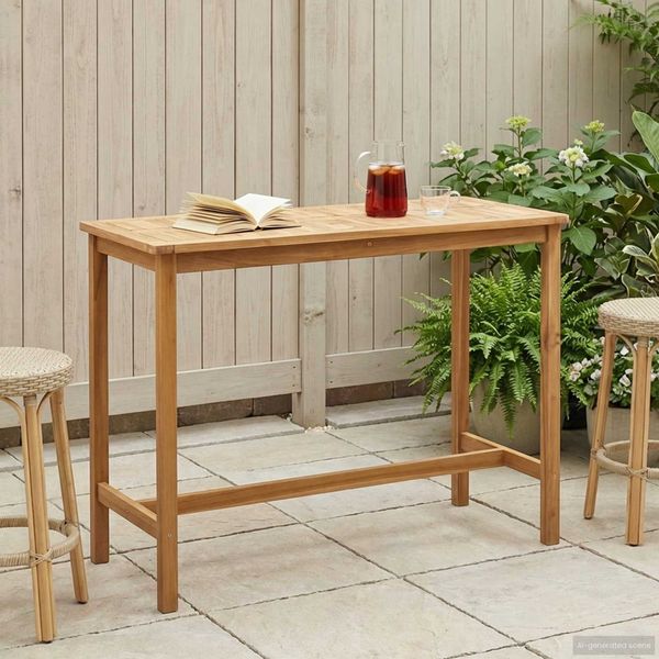 vidaXL Bartisch Natur 150 x 75 x 105 cm Massivholz Teak 42030008