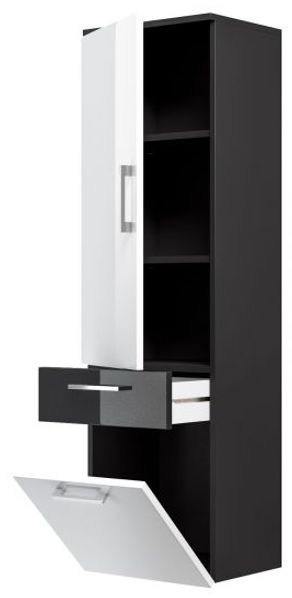 Badezimmer Hochschrank Rima weiß Anthrazit Hochglanz 40x135 cm