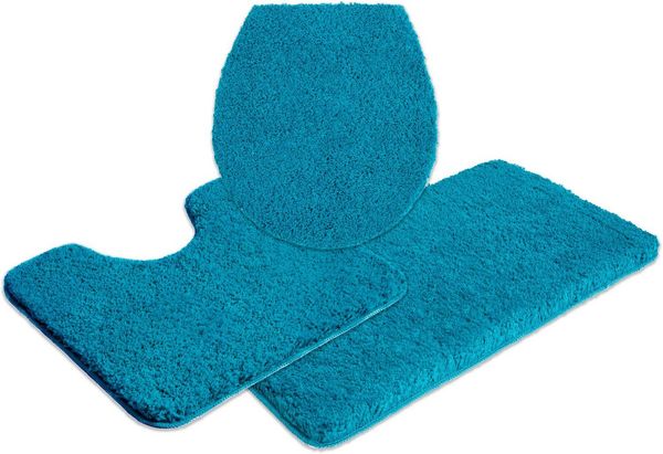 OTTO home Badematte Sanremo, Badvorleger, Badezimmer Teppich, sehr weich, Höhe 30 mm, rutschhemmend beschichtet, schnell trocknend, fußbodenheizungsgeeignet, Polyester, rechteckig, 3-tlg. Stand-WC Set, Badteppich, unifarben, rechteckig, rund & als 3-tl...