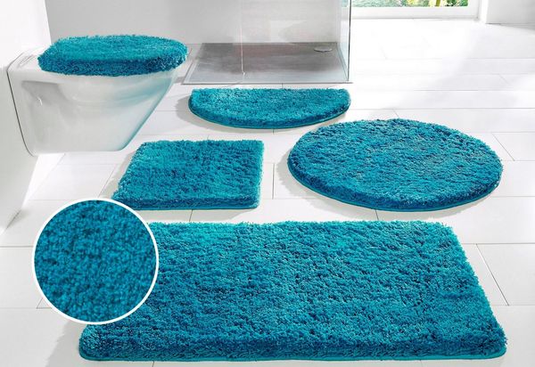 OTTO home Badematte Sanremo, Badvorleger, Badezimmer Teppich, sehr weich, Höhe 30 mm, rutschhemmend beschichtet, fußbodenheizungsgeeignet, schnell trocknend, Polyester, rechteckig, 3-tlg. Stand-WC Set, Badteppich, unifarben, rechteckig, rund & als 3-tl...