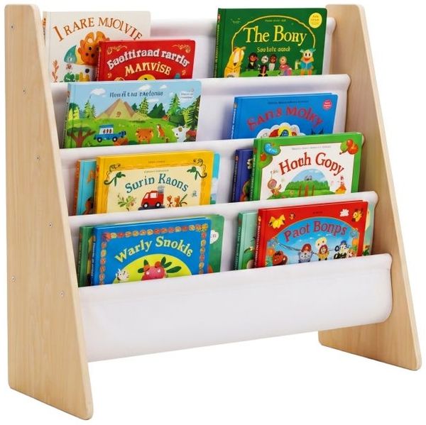 Relaxdays Bücherregal Kinder 4 Stofftaschen