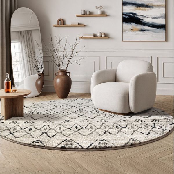 Sanat Teppich Boho 8200, rund, Höhe: 10 mm, Kurzflor, robust, Boho, Scandic, für Fussbodenheizung geeignet