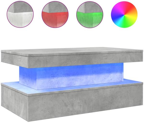 vidaXL Couchtisch mit LED-Leuchten Betongrau 90x50x40 cm 839850