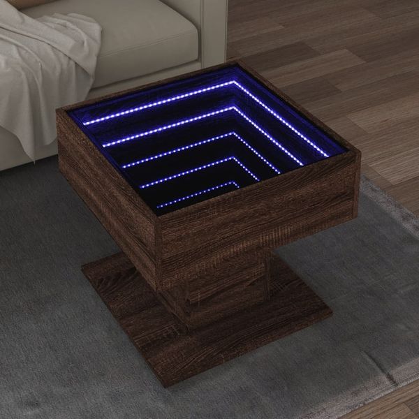 vidaXL LED-Couchtisch Braun Eichen-Optik 50x50x45 cm Holzwerkstoff 847531