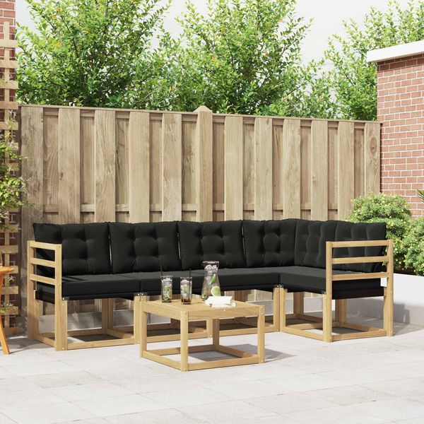 vidaXL Outdoor-Sofagarnitur mit Kissen 6 pcs Weiß und Schwarz 3389490